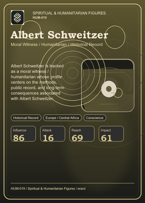 Albert Schweitzer individual eracii card front.