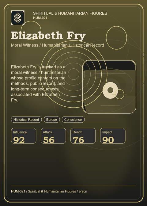 Elizabeth Fry individual eracii card front.