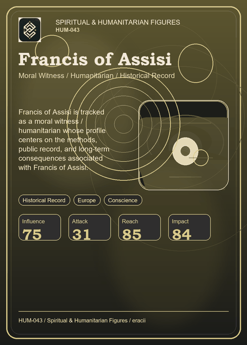 Francis of Assisi individual eracii card front.