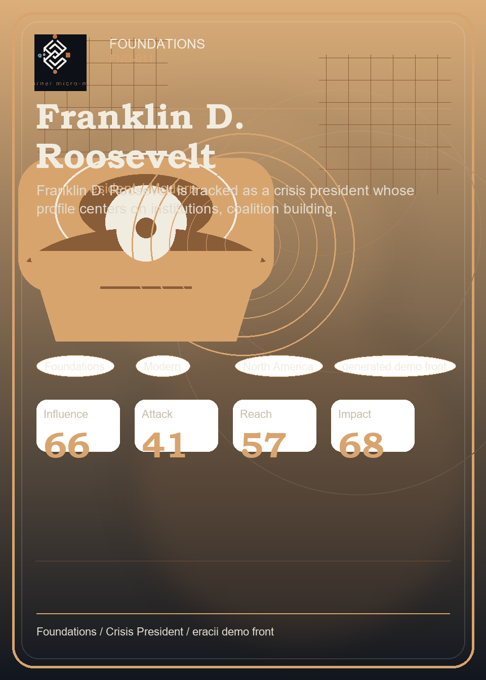 Franklin D. Roosevelt individual eracii card front.