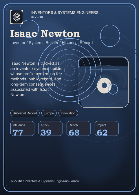 Isaac Newton individual eracii card front.