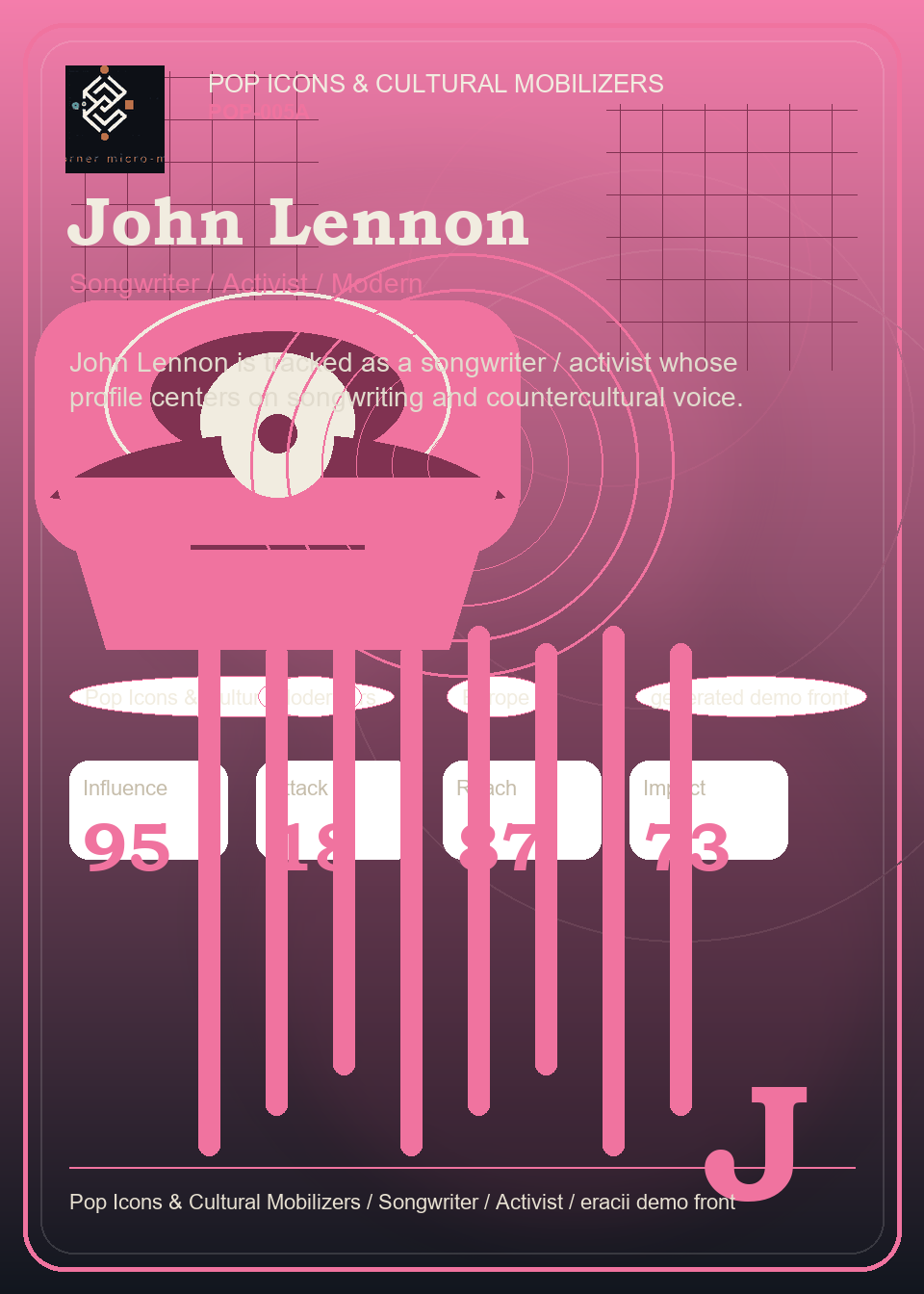 John Lennon individual eracii card front.
