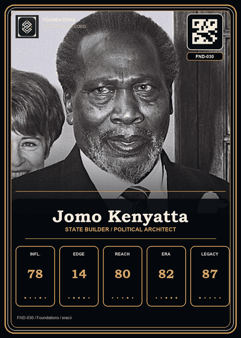 Jomo Kenyatta individual eracii card front.