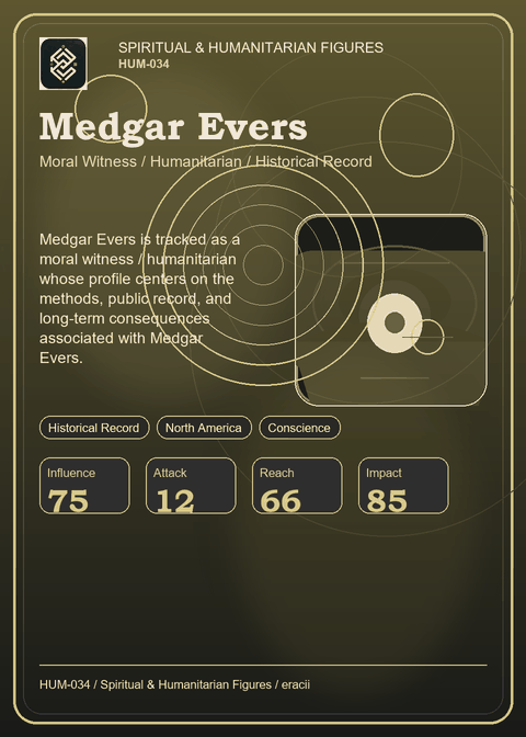 Medgar Evers individual eracii card front.