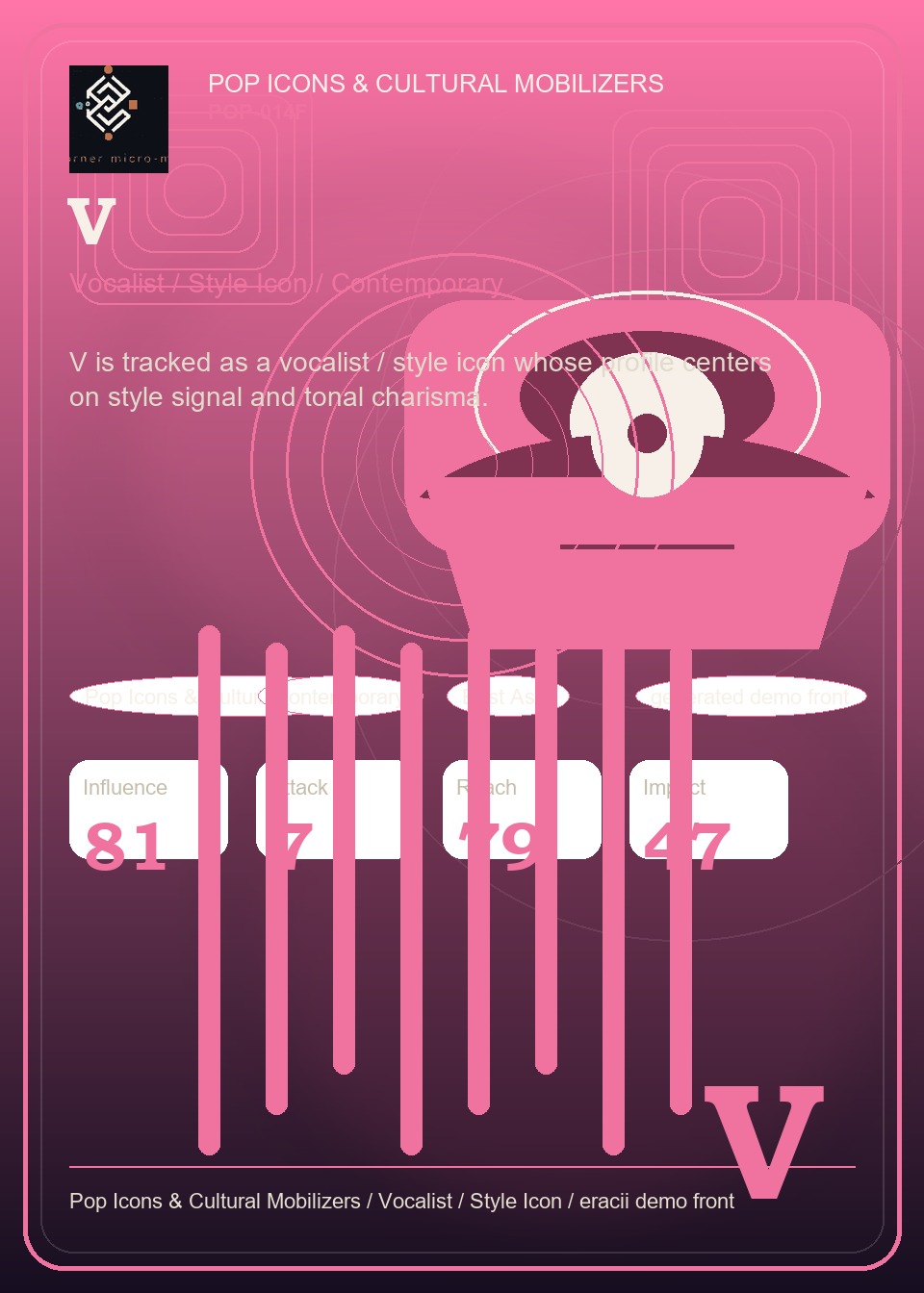V individual eracii card front.